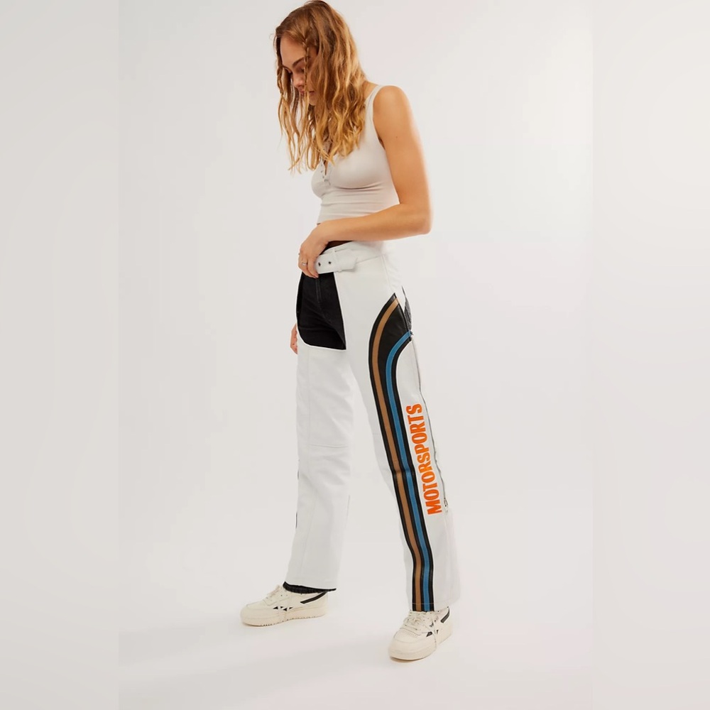 Free People X Understated Leather Vroom Chaps Motorsport Buckle Front Sz XS NWT